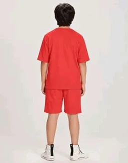 KYDA KIDS® Boys 100% Cotton Oversized T-Shirt Shorts Clothing Set | Kids Co-Ord Set | Half Sleeve T-Shirt with Matching Shorts | Soft Breathable Fabric | Comfortable Stylish Casual Wear
- 2-3 y, Red