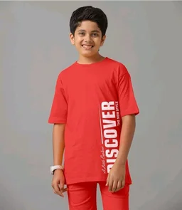 KYDA KIDS® Boys 100% Cotton Oversized T-Shirt Shorts Clothing Set | Kids Co-Ord Set | Half Sleeve T-Shirt with Matching Shorts | Soft Breathable Fabric | Comfortable Stylish Casual Wear
- 2-3 y, Red