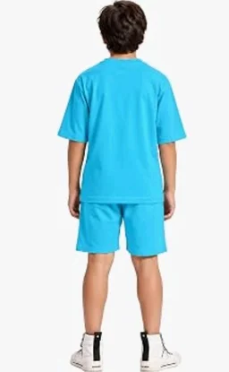 KYDA KIDS® Boys 100% Cotton Oversized T-Shirt Shorts Clothing Set | Kids Co-Ord Set | Half Sleeve T-Shirt with Matching Shorts | Soft Breathable Fabric | Comfortable Stylish Casual Wear
- 11-12 y, Blue