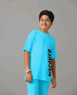 KYDA KIDS® Boys 100% Cotton Oversized T-Shirt Shorts Clothing Set | Kids Co-Ord Set | Half Sleeve T-Shirt with Matching Shorts | Soft Breathable Fabric | Comfortable Stylish Casual Wear
- 13-14 Y, Blue