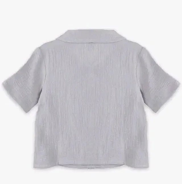 Kidbea Organic Cotton Shirt & Pant Co-ord Set for Kids | Elegant & Comfortable Summer Wear | Stylish Half Sleeve Shirt with Bow & Comfy Shorts
- 2-3 y, Grey