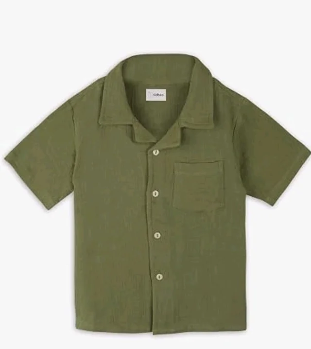 Kidbea Organic Cotton Shirt & Pant Co-ord Set for Kids | Elegant & Comfortable Summer Wear | Stylish Half Sleeve Shirt with Bow & Comfy Shorts
- 3-4 y, Green
