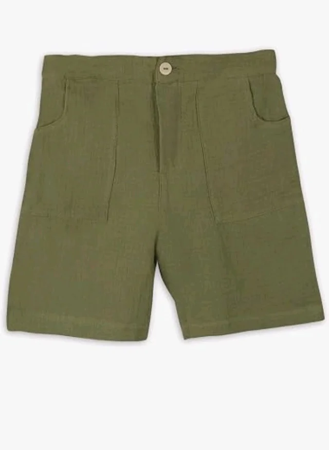 Kidbea Organic Cotton Shirt & Pant Co-ord Set for Kids | Elegant & Comfortable Summer Wear | Stylish Half Sleeve Shirt with Bow & Comfy Shorts
- 3-4 y, Green