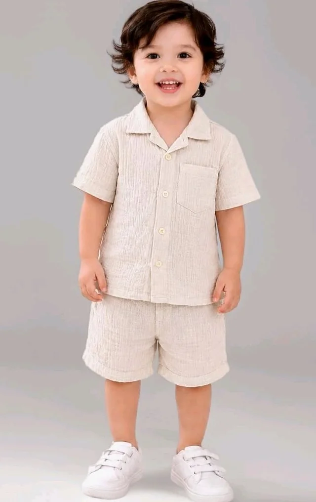 Kidbea Organic Cotton Shirt & Pant Co-ord Set for Kids | Elegant & Comfortable Summer Wear | Stylish Half Sleeve Shirt with Bow & Comfy Shorts
- 4-5 Y, Off white