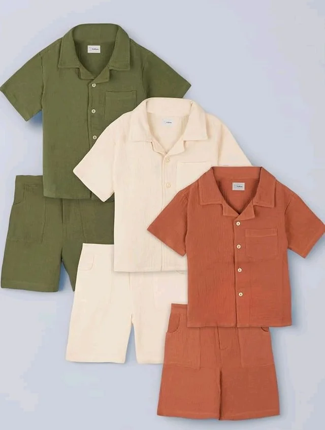 Kidbea Organic Cotton Shirt & Pant Co-ord Set for Kids | Elegant & Comfortable Summer Wear | Stylish Half Sleeve Shirt with Bow & Comfy Shorts
- 5-6 y, white & green & Rust