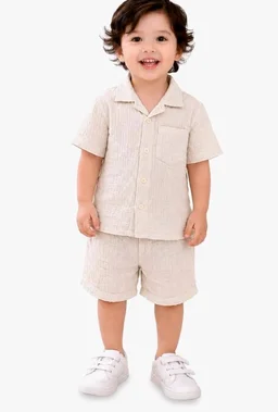Kidbea Organic Cotton Shirt & Pant Co-ord Set for Kids | Elegant & Comfortable Summer Wear | Stylish Half Sleeve Shirt with Bow & Comfy Shorts
- 3-4 y, Rust,Off white & Green