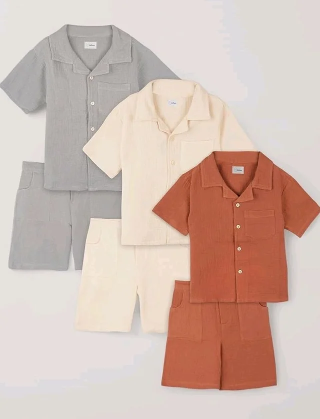 Kidbea Organic Cotton Shirt & Pant Co-ord Set for Kids | Elegant & Comfortable Summer Wear | Stylish Half Sleeve Shirt with Bow & Comfy Shorts
- 4-5 Y, Rust,Off white & Green