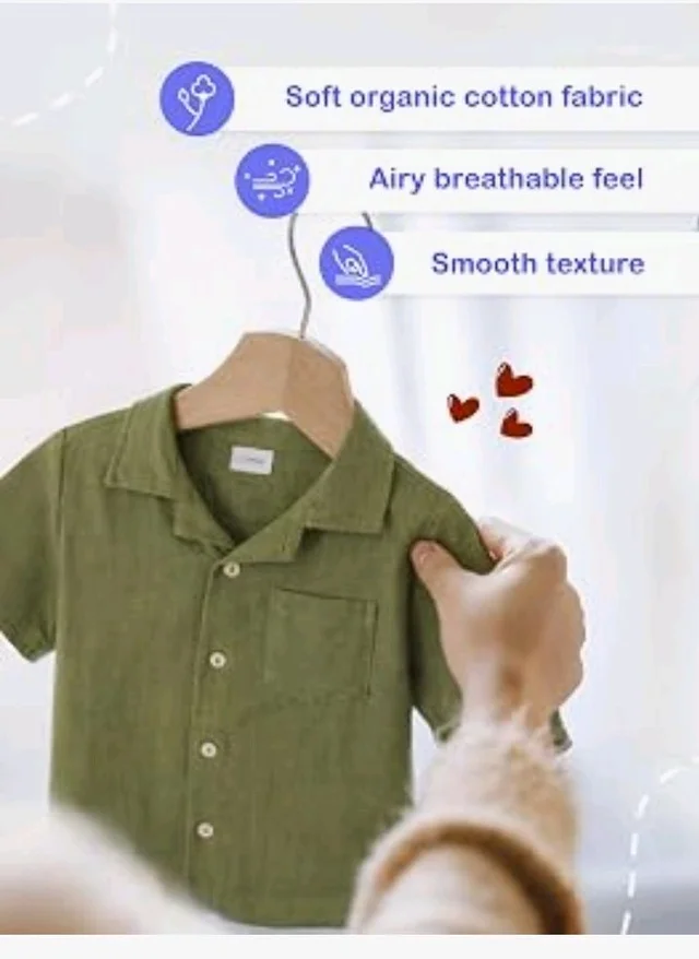 Kidbea Organic Cotton Shirt & Pant Co-ord Set for Kids | Elegant & Comfortable Summer Wear | Stylish Half Sleeve Shirt with Bow & Comfy Shorts
- 5-6 Y, Off White & Green