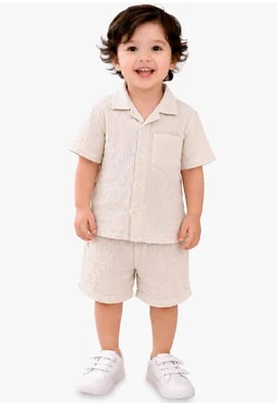 Kidbea Organic Cotton Shirt & Pant Co-ord Set for Kids | Elegant & Comfortable Summer Wear | Stylish Half Sleeve Shirt with Bow & Comfy Shorts
- 1-2 y, White and Grey