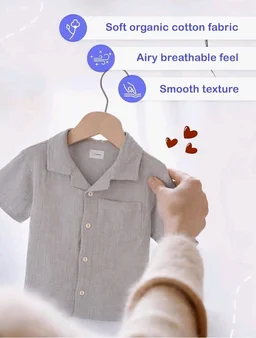Kidbea Organic Cotton Shirt & Pant Co-ord Set for Kids | Elegant & Comfortable Summer Wear | Stylish Half Sleeve Shirt with Bow & Comfy Shorts
- 1-2 y, White and Grey