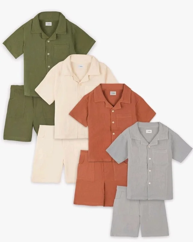 Kidbea Organic Cotton Shirt & Pant Co-ord Set for Kids | Elegant & Comfortable Summer Wear | Stylish Half Sleeve Shirt with Bow & Comfy Shorts
- 1-2 y, White, Grey, Green & Rust
