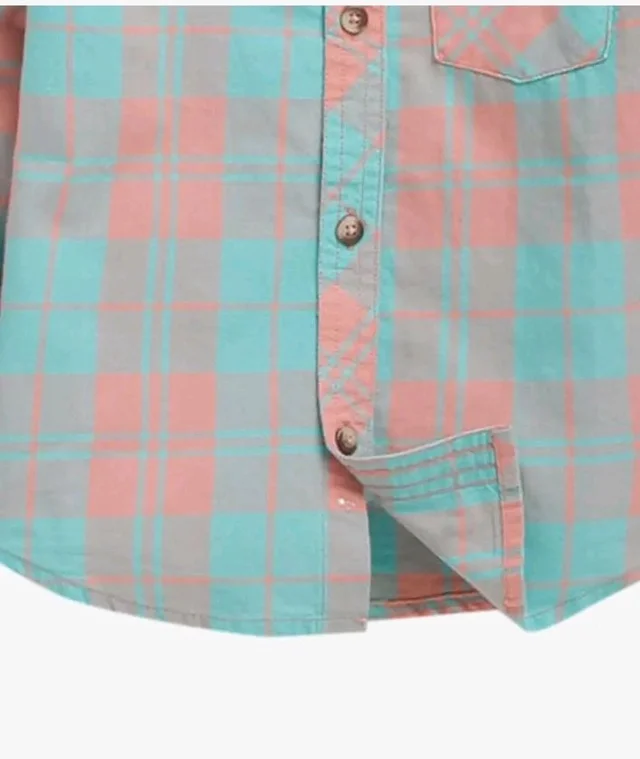 Hopscotch Boys Green Checkered Full-Sleeve Mandarin Shirt
- 5-6 Y, Green
