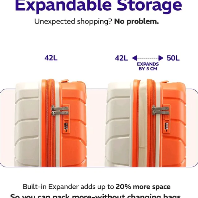 Provogue Cascade Hard-Sided PP 55 Cm Suitcase/Cabin Trolley Bag Small| Expandable Space with 8 Wheels Trolley Bags for Travel |Combination Lock|5 Year Warranty (Timberwolf Grey/Burnt Orange)
50+ bought in past month