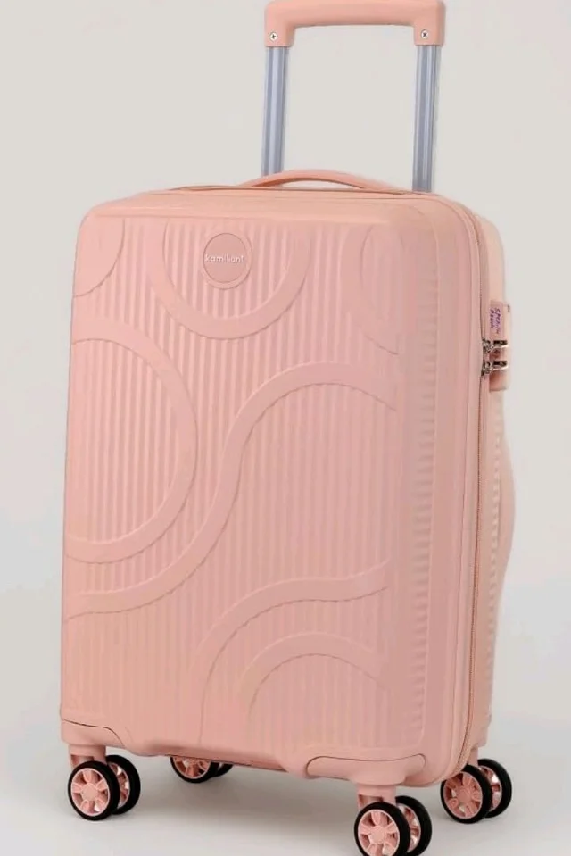 KAMILIANT by American Tourister Selva|Cabin Trolley Bag Small Size (56 cms) for Travel| Hard Case Polypropylene (PP) Suitcase|360° 8-Wheel Spinner Luggage Trolley|Combination Lock|Peach