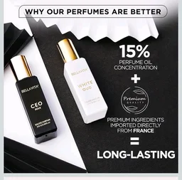 BELLAVITA CEO MAN and WHITE OUD Unisex | Long Lasting Perfume Unisex | Eau De Parfum pack of 2x20ml each | Tonka, Agarwood & Orange | Woody, Spicy & Citrus Premium Fragrance