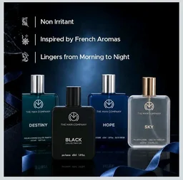 The Man Company Premium Perfume Gift Set for Men (4 x 50ml) with Travel Pouch – Black, Hope, Destiny & Sky | Long-Lasting EDP & EDT Fragrances | Luxury Gift Set for Birthday, Anniversary