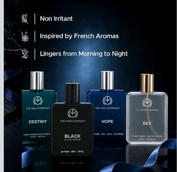 The Man Company Premium Perfume Gift Set for Men (4 x 50ml) with Travel Pouch – Black, Hope, Destiny & Sky | Long-Lasting EDP & EDT Fragrances | Luxury Gift Set for Birthday, Anniversary