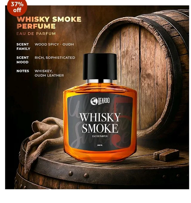 Beardo Whisky Smoke Eau De Parfum Men Spicy, Woody - Oudh Perfume For Men Long Lasting, Date Night Fragrance Body Spray For Men, 100ml