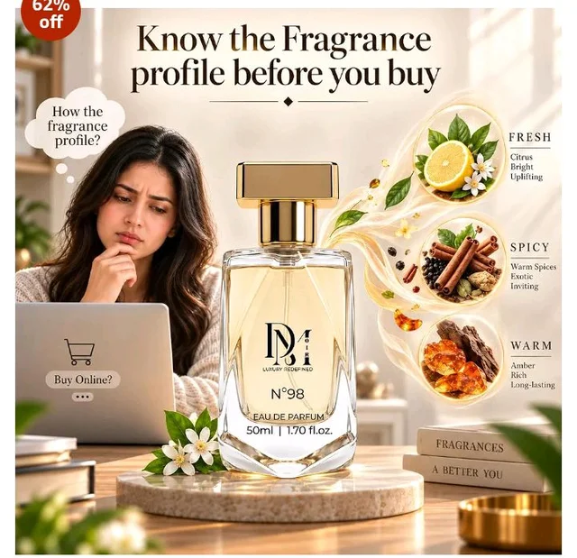 N98 Perfume for Man | Eau De Parfum (EDP) Long-Lasting Luxury Perfume | Amber Woody| Office Wear, Date Night & Daily Use | Premium Parfum Gift For Man - 50ML
