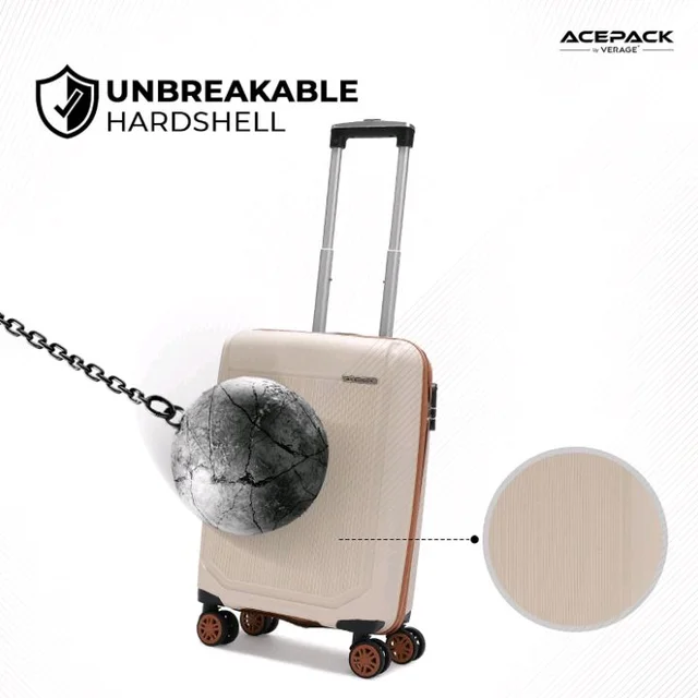 ACEPACK by Verage Megatron Pro Hard Side Polypropylene Luggage Small Cabin 41L | Lightweight Unbreakable Suitcase Set with 360° Silent Spinner Wheels, Number Lock & Telescopic Handle
