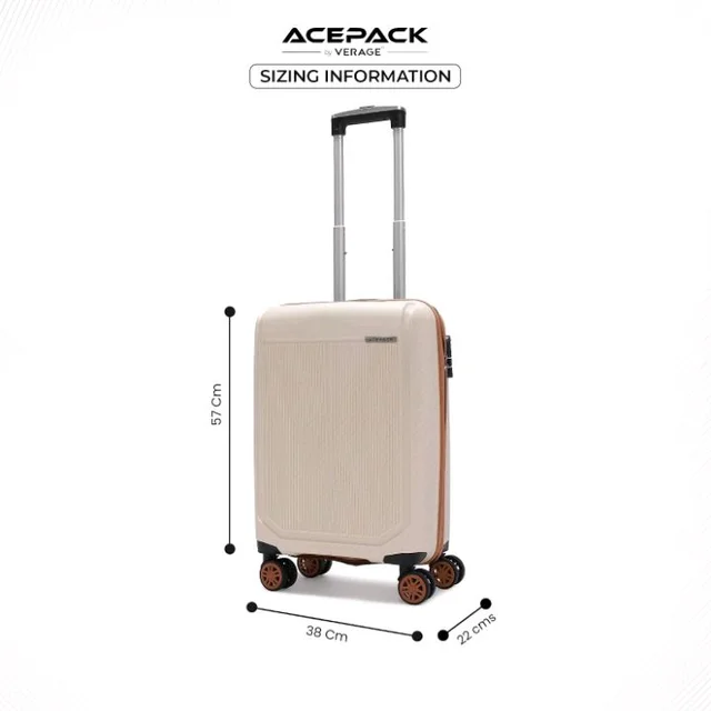 ACEPACK by Verage Megatron Pro Hard Side Polypropylene Luggage Small Cabin 41L | Lightweight Unbreakable Suitcase Set with 360° Silent Spinner Wheels, Number Lock & Telescopic Handle