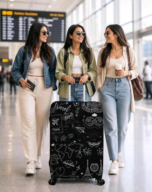 Printed Luggage Cover for Traveling Bag & Suitcase - Trolley Protector
Stretchable & Scratchproof with Velcro Lock & Lightweight Washable Material(Suitcase Not Included , Only Cover)