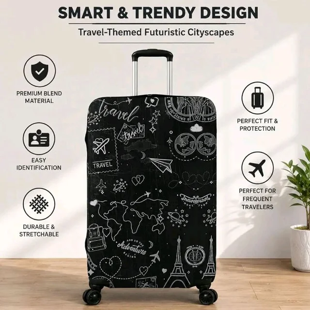 Printed Luggage Cover for Traveling Bag & Suitcase - Trolley Protector
Stretchable & Scratchproof with Velcro Lock & Lightweight Washable Material(Suitcase Not Included , Only Cover)