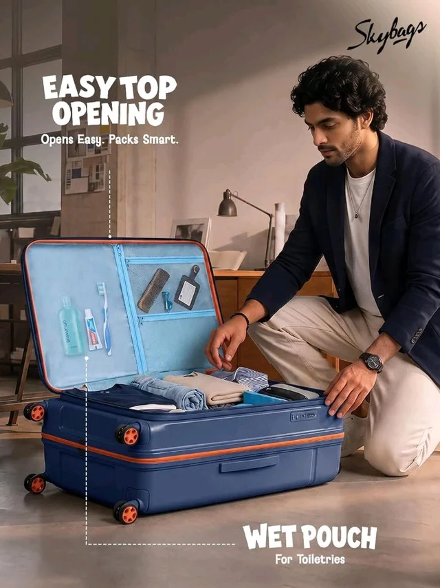 Skybags Zephyre Medium Hard Luggage (65 Cm) | Luggage Trolley with 8 Wheels, TSA Lock and Expander | Blue Horizon | Unisex
50+ bought in past month