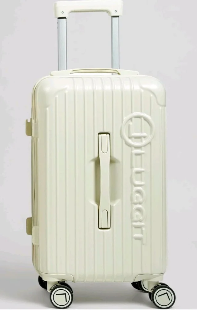 CDG Luxury Trunk Trolley Bag (20 Inch) | Polycarbonate Hard Shell Suitcases with USB Port & TSA Lock | Durable Spinner Cabin Luggage for Travel (White, Small)