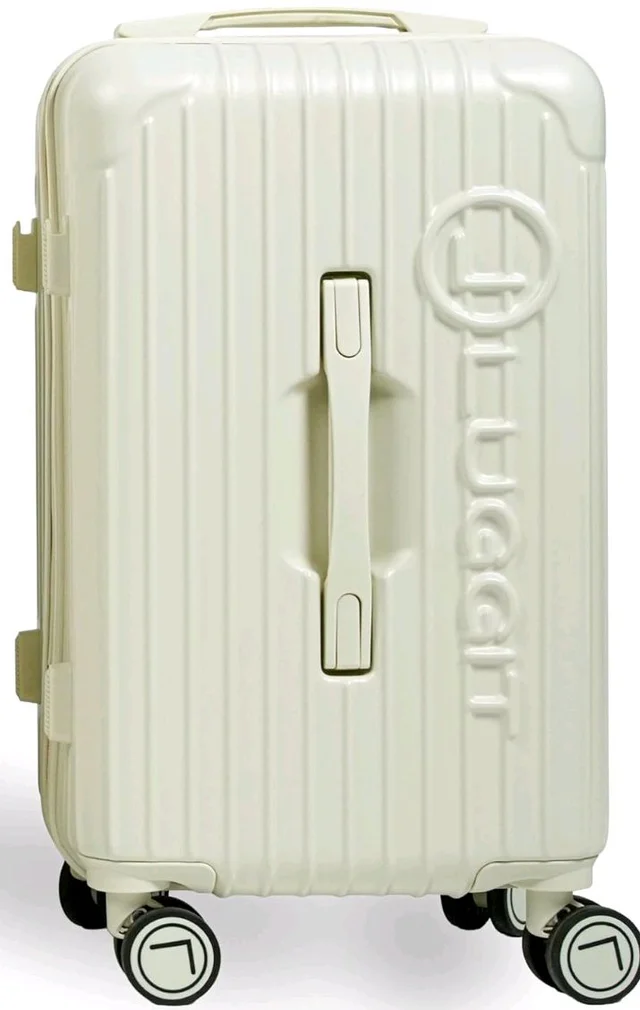 CDG Luxury Trunk Trolley Bag (20 Inch) | Polycarbonate Hard Shell Suitcases with USB Port & TSA Lock | Durable Spinner Cabin Luggage for Travel (White, Small)