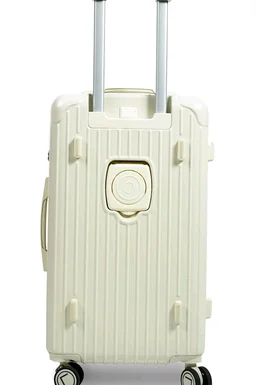 CDG Luxury Trunk Trolley Bag (20 Inch) | Polycarbonate Hard Shell Suitcases with USB Port & TSA Lock | Durable Spinner Cabin Luggage for Travel (White, Small)