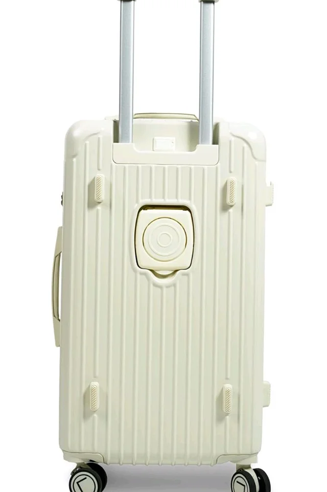 CDG Luxury Trunk Trolley Bag (20 Inch) | Polycarbonate Hard Shell Suitcases with USB Port & TSA Lock | Durable Spinner Cabin Luggage for Travel (White, Small)
