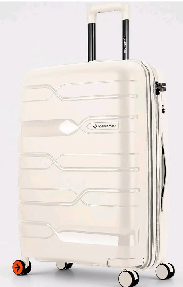Nasher Miles Paris Hard-Sided Polypropylene Check-in Luggage 28 inch | 75cm | 8 Wheels Large Trolley Bag for Travel | Suitcase (White)