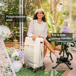 Nasher Miles Paris Hard-Sided Polypropylene Check-in Luggage 28 inch | 75cm | 8 Wheels Large Trolley Bag for Travel | Suitcase (White)