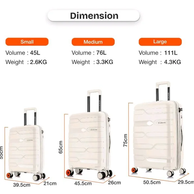 Nasher Miles Paris Hard-Sided Polypropylene Check-in Luggage 28 inch | 75cm | 8 Wheels Large Trolley Bag for Travel | Suitcase (White)
