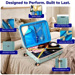 Provogue Lumina Hard-Sided PP 55 Cm Suitcase/Cabin Trolley Bag Small| Expandable Space with 8 Wheels Trolley Bags for Travel |Lightweight with Combination Lock|5 Year Warranty (Turquoise Blue)
50+ bought in past month