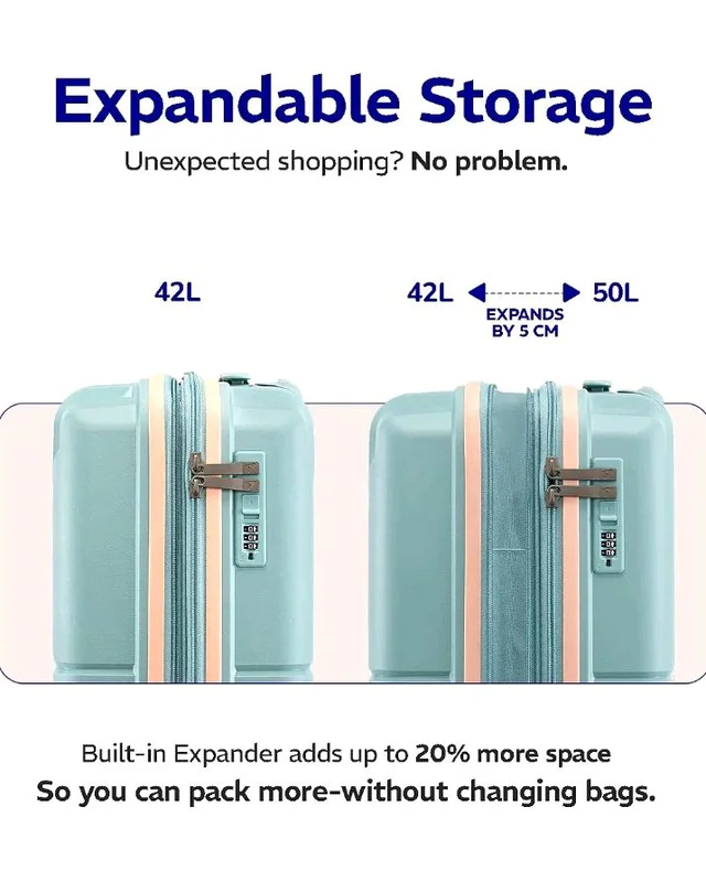 Provogue Lumina Hard-Sided PP 55 Cm Suitcase/Cabin Trolley Bag Small| Expandable Space with 8 Wheels Trolley Bags for Travel |Lightweight with Combination Lock|5 Year Warranty (Turquoise Blue)
50+ bought in past month