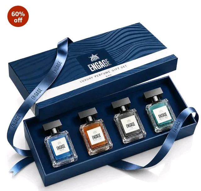 Engage Luxury Perfume Gift Set for Men 80ml (20ml x 4) |4 Unique EDP Fragrances| Long Lasting |Travel Size Perfume Combo|Birthday, Anniversary, Wedding Gift|No Parabens|Dermat-Tested