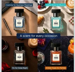 Engage Luxury Perfume Gift Set for Men 80ml (20ml x 4) |4 Unique EDP Fragrances| Long Lasting |Travel Size Perfume Combo|Birthday, Anniversary, Wedding Gift|No Parabens|Dermat-Tested
