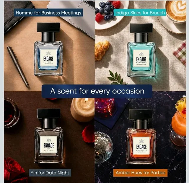 Engage Luxury Perfume Gift Set for Men 80ml (20ml x 4) |4 Unique EDP Fragrances| Long Lasting |Travel Size Perfume Combo|Birthday, Anniversary, Wedding Gift|No Parabens|Dermat-Tested