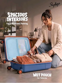 Skybags Zephyre Cabin Hard Luggage (55 Cm) | Luggage Trolley with Laptop Compartment, 8 Wheels and TSA Lock | Blue Horizon | Unisex
50+ bought in past month