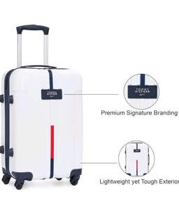 Tommy Hilfiger Wyoming Check-in Luggage | 55cm Small Trolley Bag |Durable Polycarbonate Hardshell Suitcase with TSA Lock|360° Spinner Wheel & Adjustable Telescopic Handle|52L Capacity|Color- White