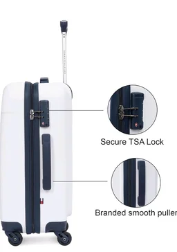 Tommy Hilfiger Wyoming Check-in Luggage | 55cm Small Trolley Bag |Durable Polycarbonate Hardshell Suitcase with TSA Lock|360° Spinner Wheel & Adjustable Telescopic Handle|52L Capacity|Color- White