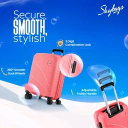 Skybags Streax Cabin (Small Size) Hard Case Trolley Bag, Coral
Stylish Sculpted Ridges, Durable Polyproylene Case, 8-Wheels, Combination Lock,Compact Travel Luggage, 5-Year Global Warranty