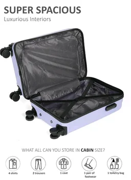 Teakwood Small Size 8 Wheels Trolley Bag, Hard Cabin with Zipper Closure, Adjustable Push Button & Cross Side Strap, Number Lock System 360 Degree (Small, Lavender)
50+ bought in past month