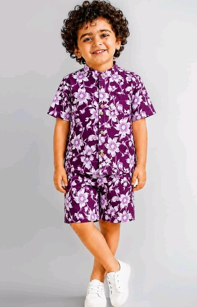 A.T.U.N. (ALL THINGS UBER NICE) Boys 100% Cotton Printed Shirt and Shorts Set | Soft Breathable Clothing Set for Kids | Coordinated Summer Outfit with Comfortable Fit | Lightweight Co-Ord Set for Boys
- 18-24 M, Wine