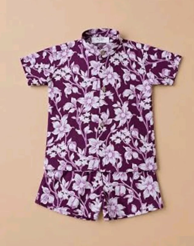 A.T.U.N. (ALL THINGS UBER NICE) Boys 100% Cotton Printed Shirt and Shorts Set | Soft Breathable Clothing Set for Kids | Coordinated Summer Outfit with Comfortable Fit | Lightweight Co-Ord Set for Boys
- 18-24 M, Wine