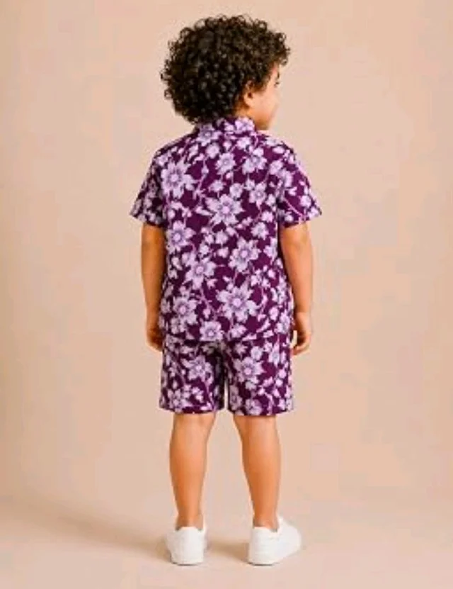 A.T.U.N. (ALL THINGS UBER NICE) Boys 100% Cotton Printed Shirt and Shorts Set | Soft Breathable Clothing Set for Kids | Coordinated Summer Outfit with Comfortable Fit | Lightweight Co-Ord Set for Boys
- 2-3 Y, Wine