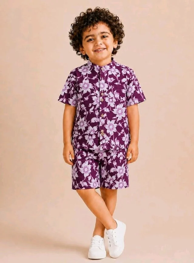 A.T.U.N. (ALL THINGS UBER NICE) Boys 100% Cotton Printed Shirt and Shorts Set | Soft Breathable Clothing Set for Kids | Coordinated Summer Outfit with Comfortable Fit | Lightweight Co-Ord Set for Boys
- 2-3 M, Cream- Blue