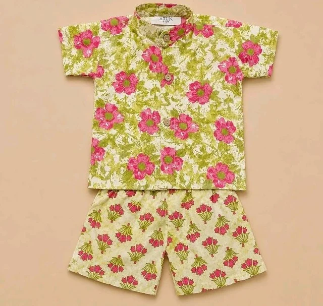 A.T.U.N. (ALL THINGS UBER NICE) Boys 100% Cotton Printed Shirt and Shorts Set | Soft Breathable Clothing Set for Kids | Coordinated Summer Outfit with Comfortable Fit | Lightweight Co-Ord Set for Boys
- 6-12 M, Cream